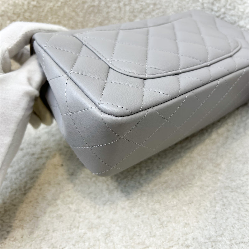 Chanel Mini Rectangle Flap in Grey Lambskin SHW