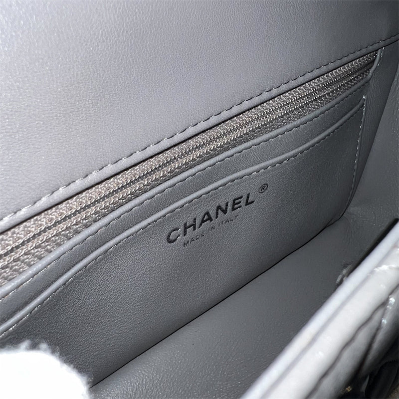 Chanel Mini Rectangle Flap in Grey Lambskin SHW