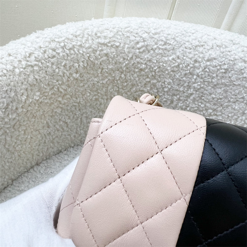 Chanel Classic Square Mini Flap in Bicolor Beige and Black Lambskin and LGHW