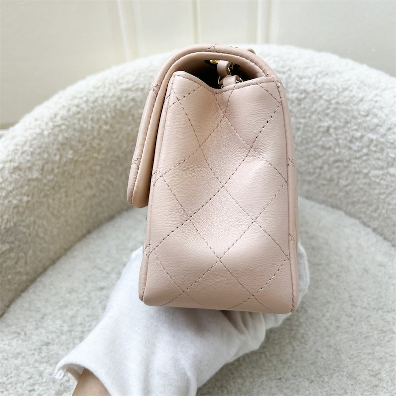 Chanel Classic Square Mini Flap in Bicolor Beige and Black Lambskin and LGHW
