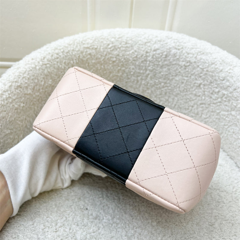 Chanel Classic Square Mini Flap in Bicolor Beige and Black Lambskin and LGHW