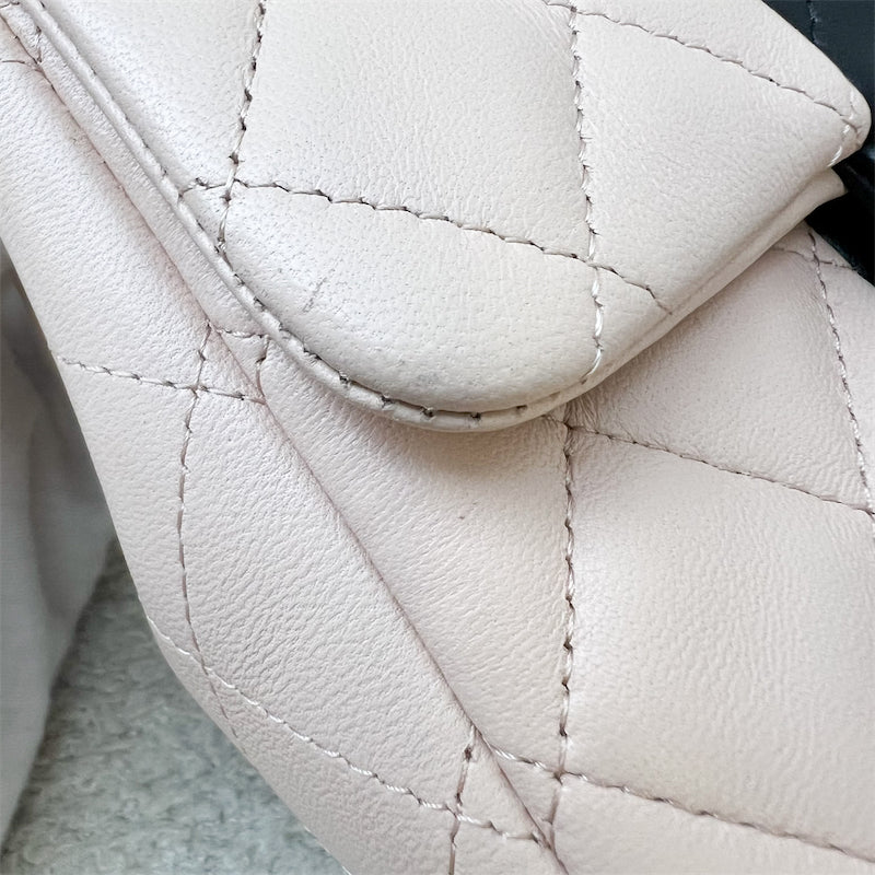 Chanel Classic Square Mini Flap in Bicolor Beige and Black Lambskin and LGHW