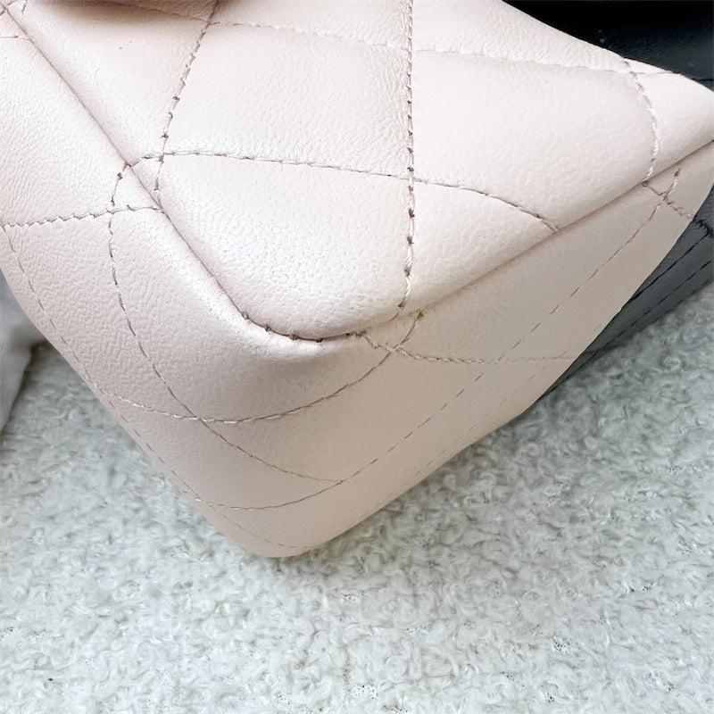 Chanel Classic Square Mini Flap in Bicolor Beige and Black Lambskin and LGHW
