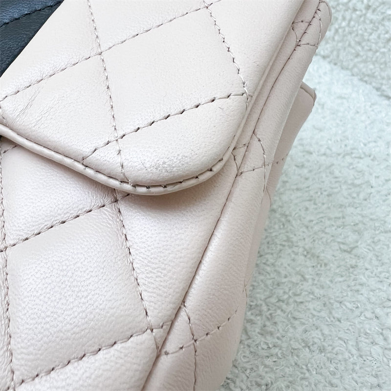 Chanel Classic Square Mini Flap in Bicolor Beige and Black Lambskin and LGHW