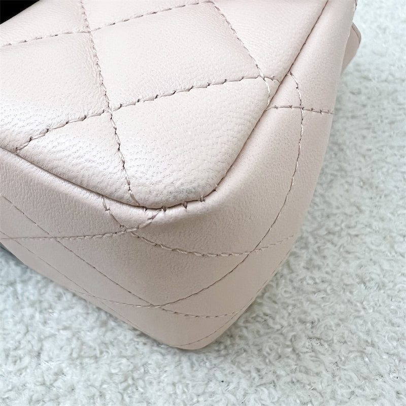 Chanel Classic Square Mini Flap in Bicolor Beige and Black Lambskin and LGHW