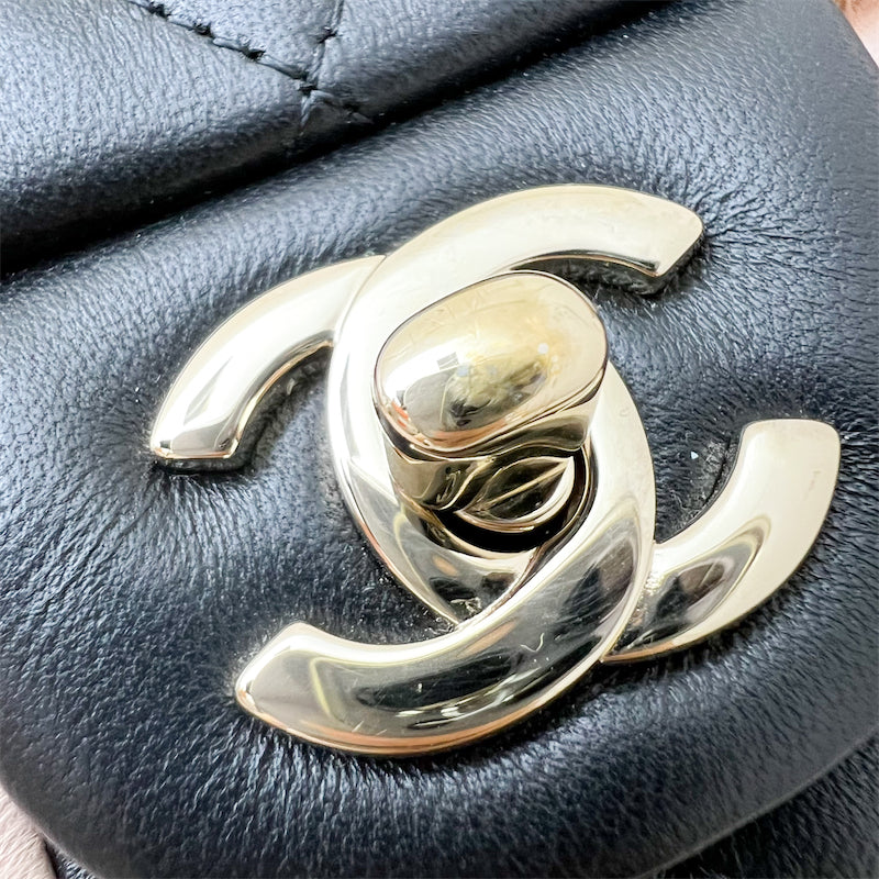Chanel Classic Square Mini Flap in Bicolor Beige and Black Lambskin and LGHW