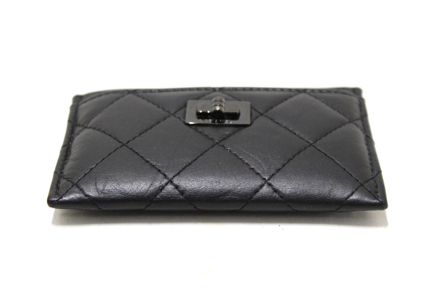 Chanel Black Calfskin Quilted Reissue Card Holder