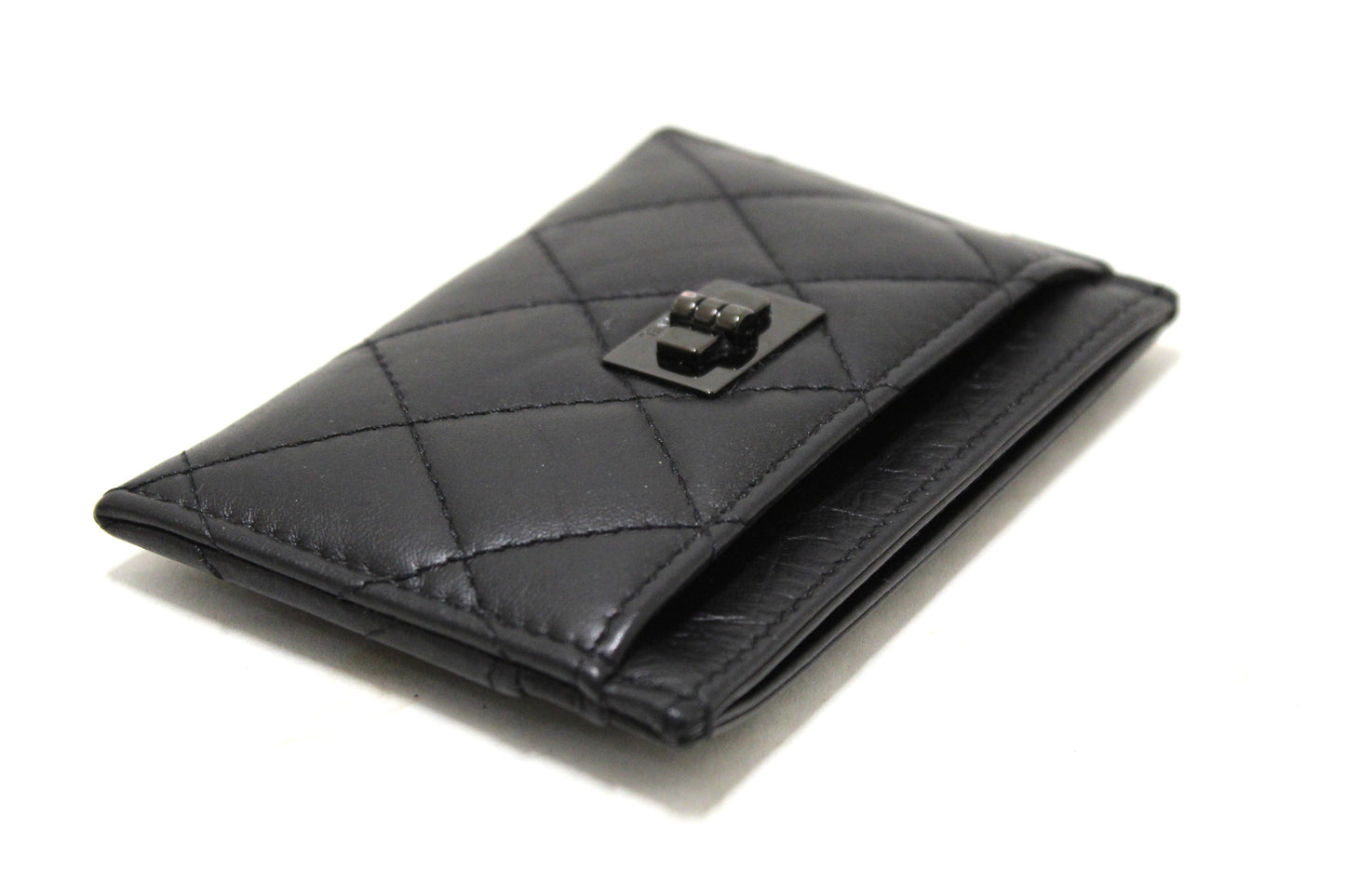Chanel Black Calfskin Quilted Reissue Card Holder