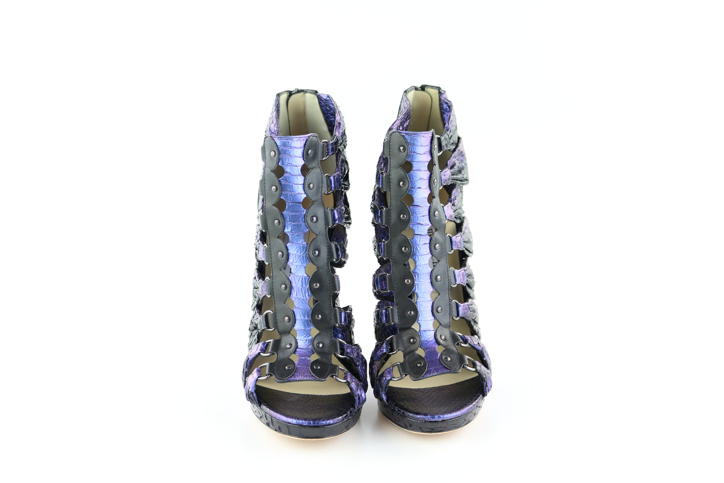 Purple Iridescent Ember Snakeskin Heels