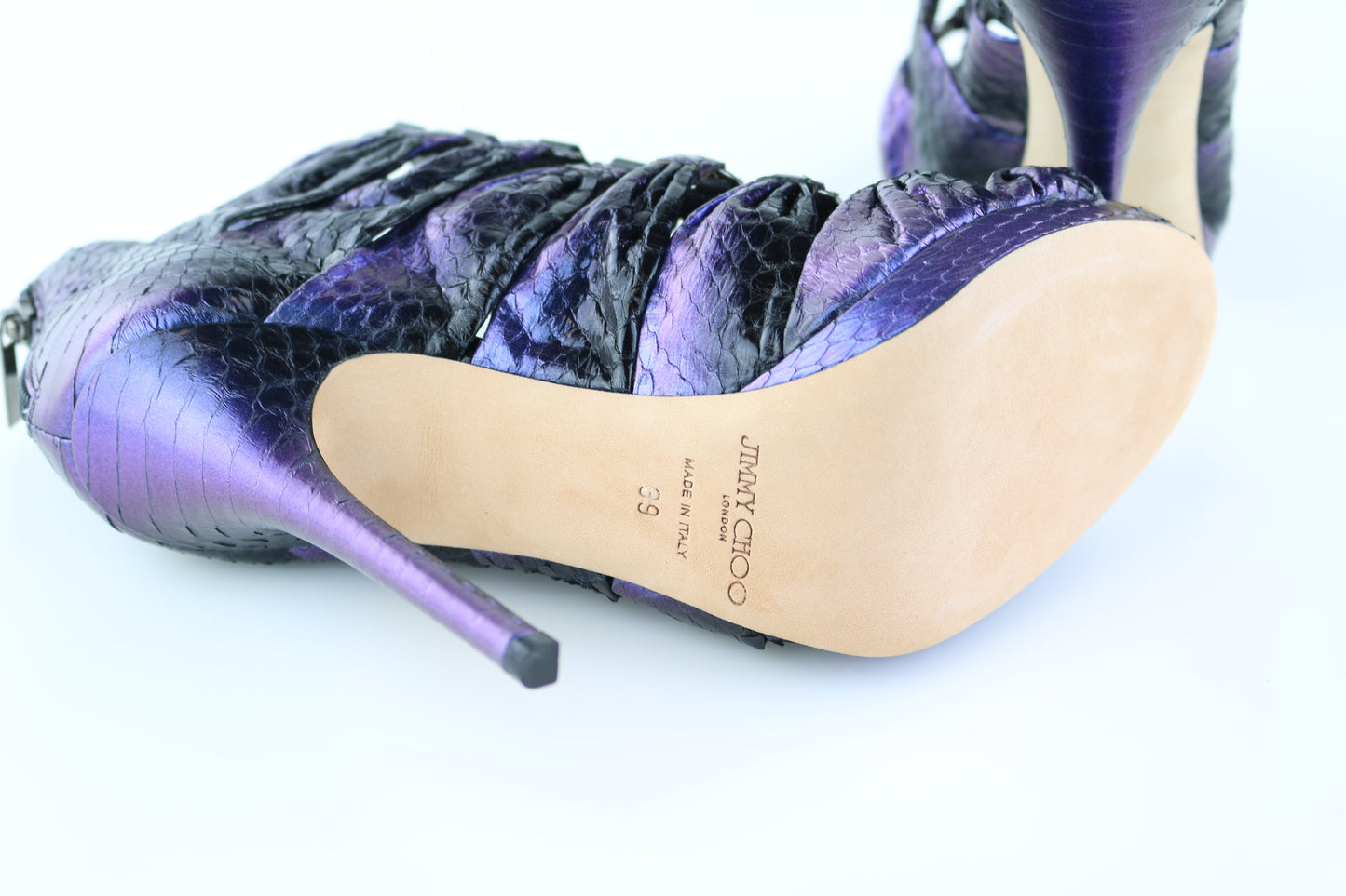 Purple Iridescent Ember Snakeskin Heels