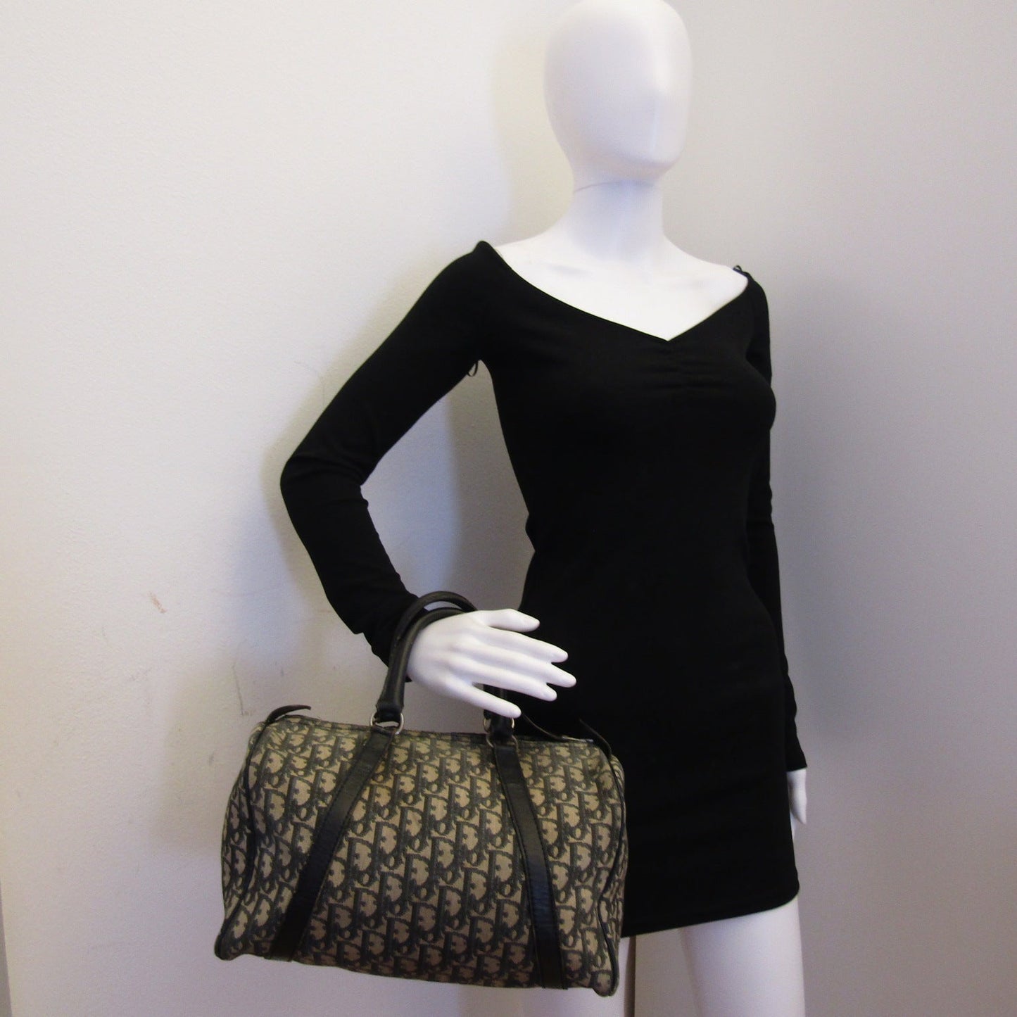 CHRISTIAN DIOR Bowling Handbag in Blue Fabric