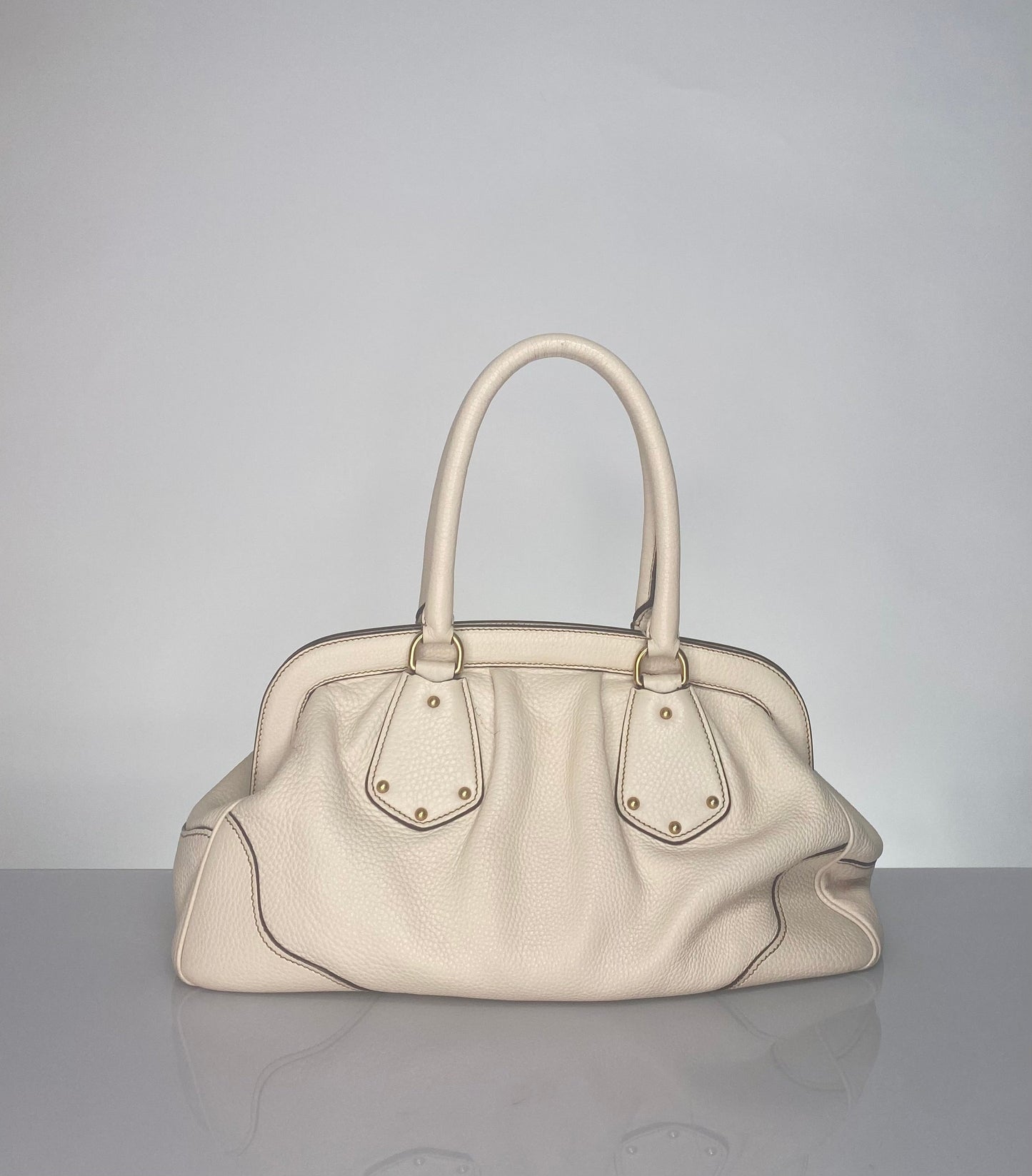Preloved Prada Frame Vitello Daino Leather Satchel