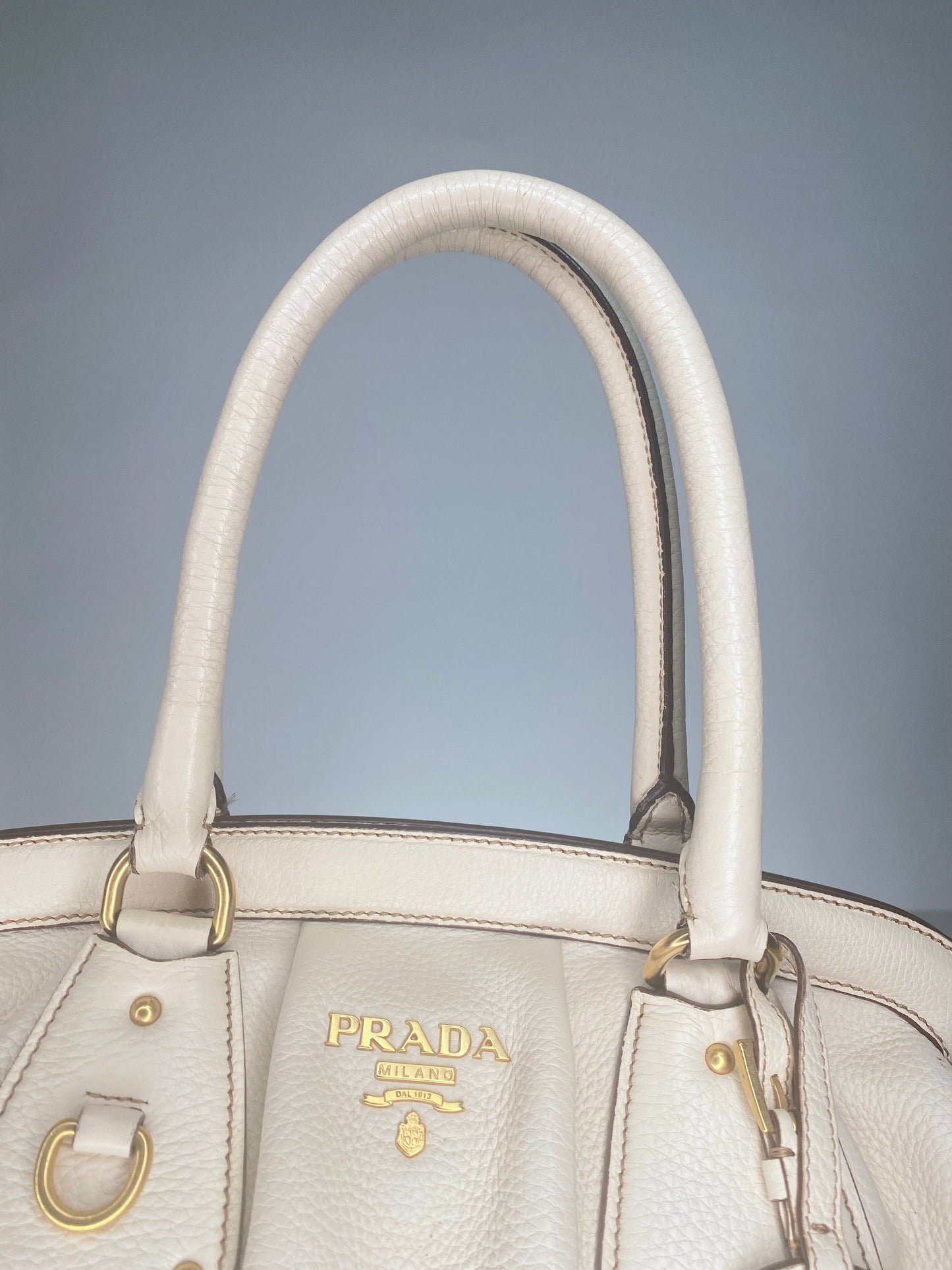 Preloved Prada Frame Vitello Daino Leather Satchel