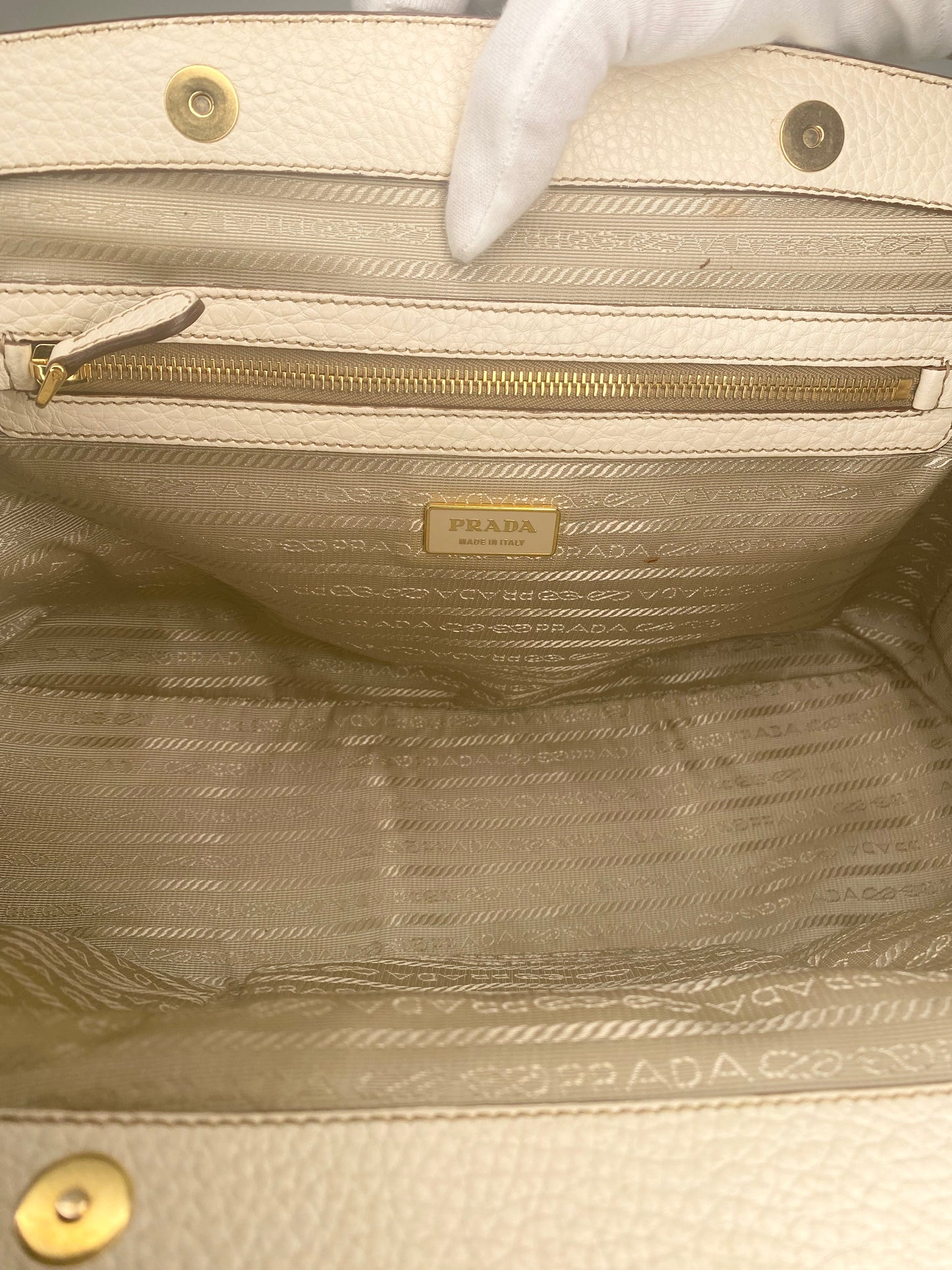 Preloved Prada Frame Vitello Daino Leather Satchel