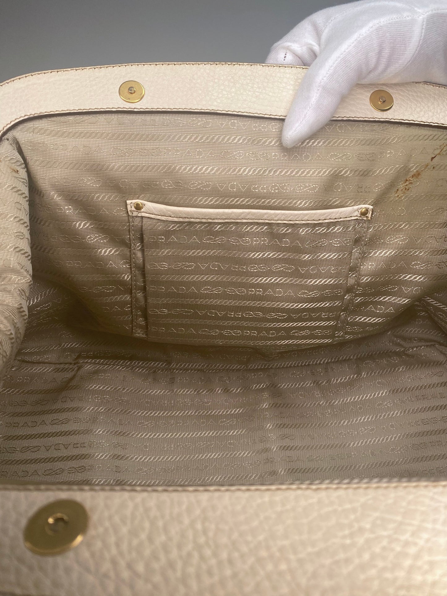 Preloved Prada Frame Vitello Daino Leather Satchel