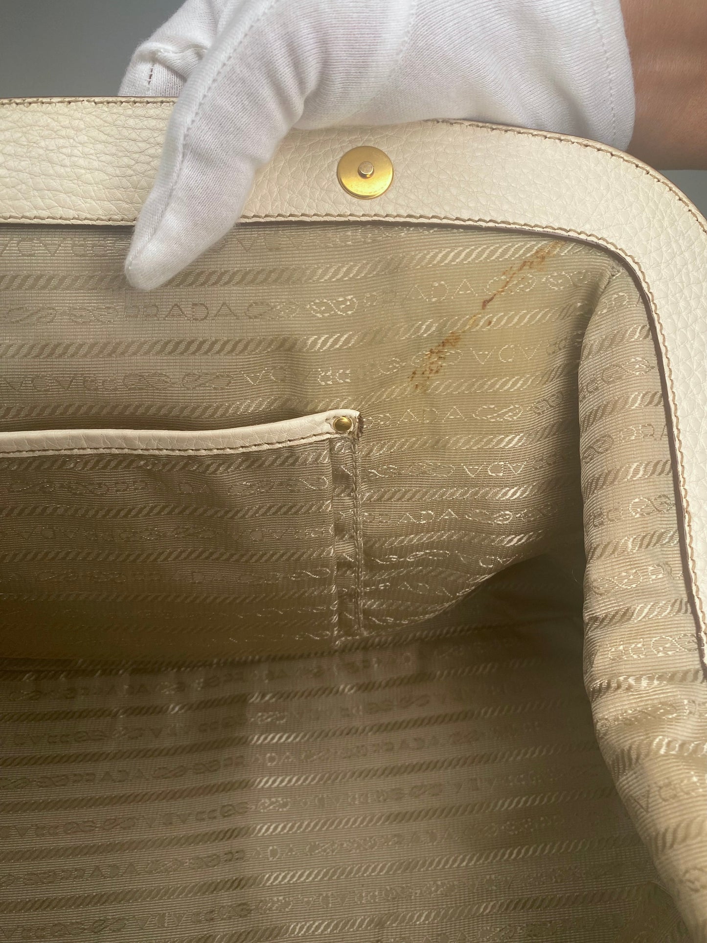 Preloved Prada Frame Vitello Daino Leather Satchel