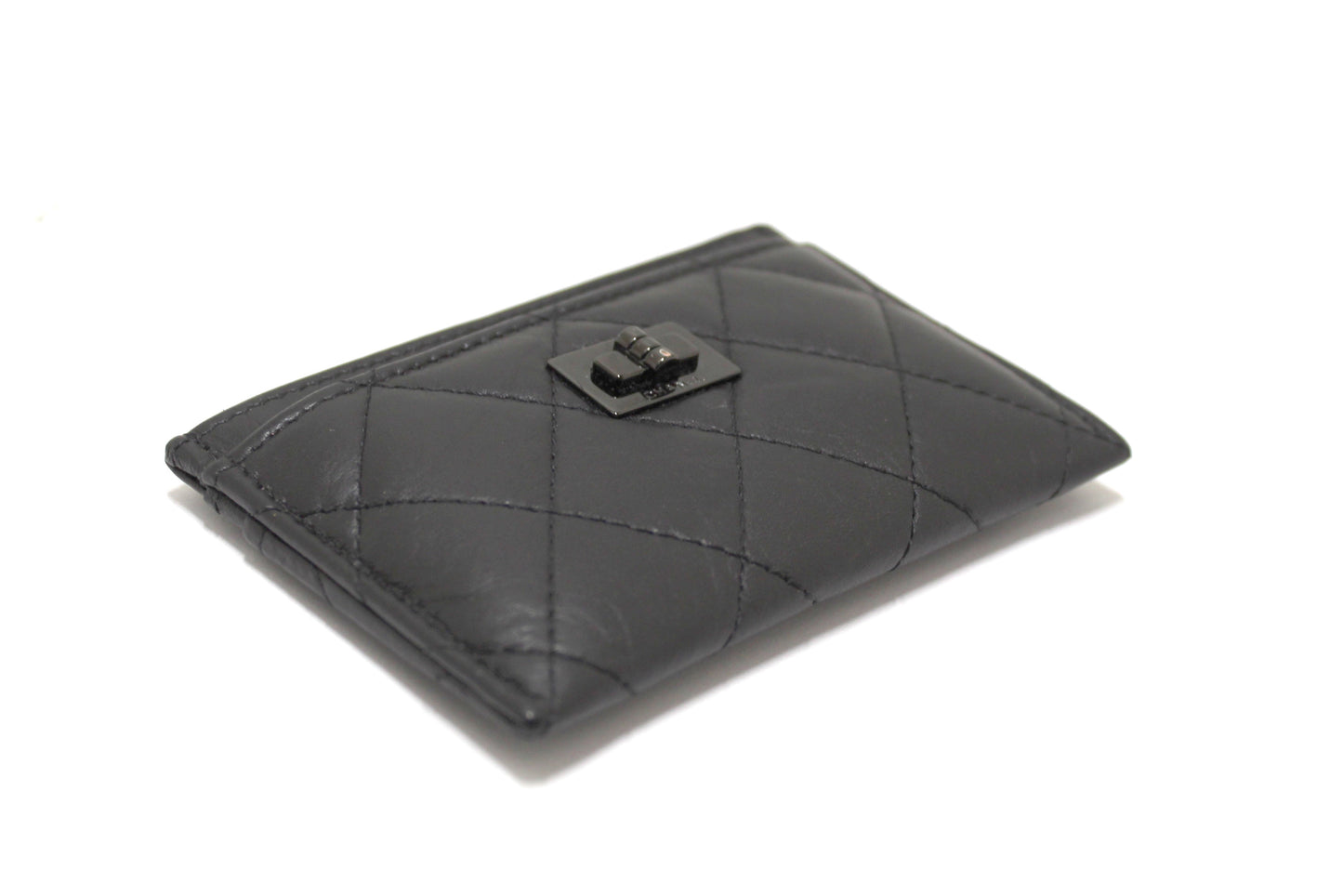 Chanel Black Calfskin Quilted Reissue Card Holder