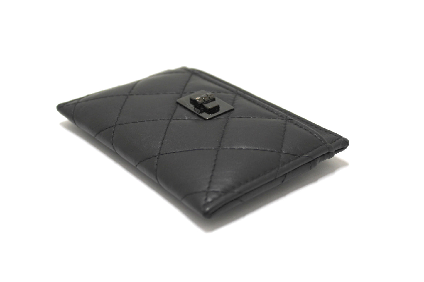 Chanel Black Calfskin Quilted Reissue Card Holder