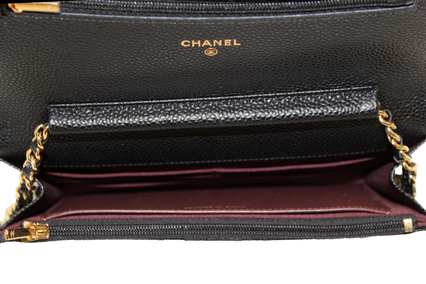 NEW Chanel Black Quilted Caviar Leather Wallet On Chain WOC Messenger Bag