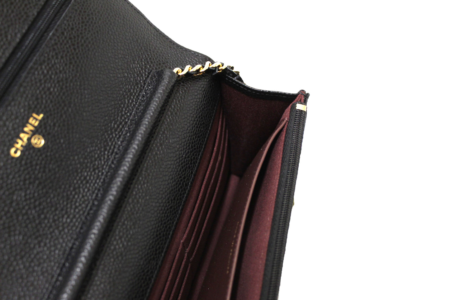 NEW Chanel Black Quilted Caviar Leather Wallet On Chain WOC Messenger Bag