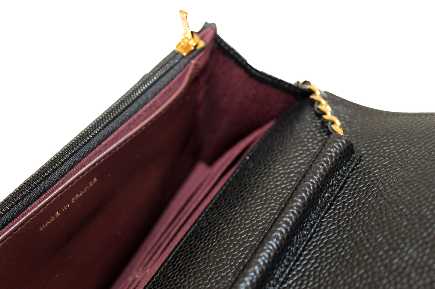 NEW Chanel Black Quilted Caviar Leather Wallet On Chain WOC Messenger Bag