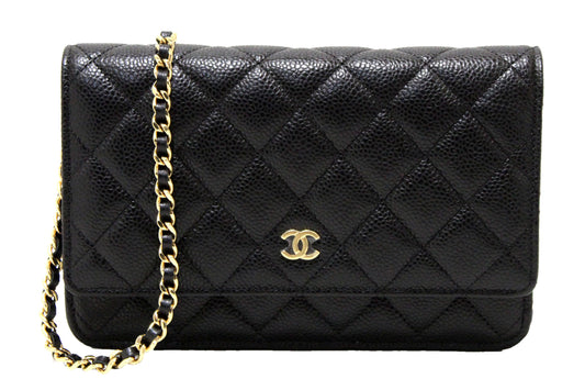 Chanel NEW Black Quilted Caviar Leather Wallet On Chain WOC Mes | Havik Shop.com - Shop Now at Havik Shop.com