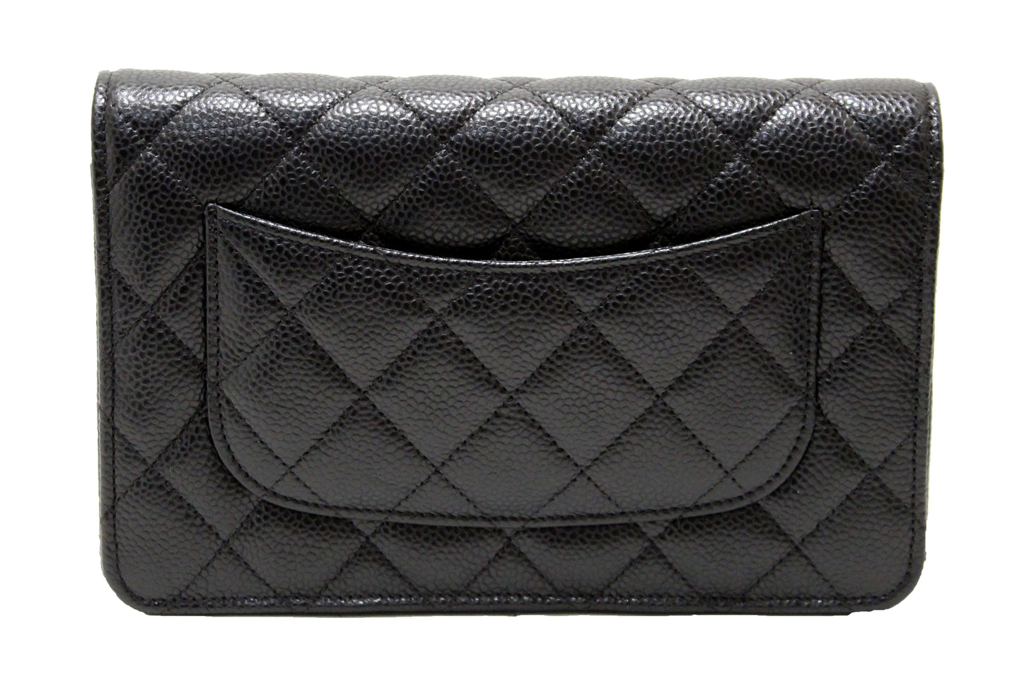 NEW Chanel Black Quilted Caviar Leather Wallet On Chain WOC Messenger Bag