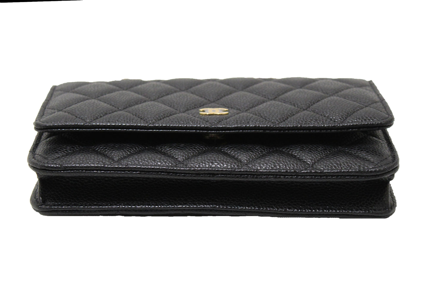 NEW Chanel Black Quilted Caviar Leather Wallet On Chain WOC Messenger Bag