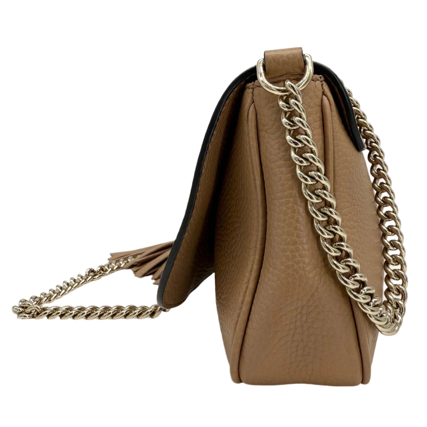 Gucci Soho Medium Flap Crossbody Bag – Camelia Pebbled Calfskin Leather