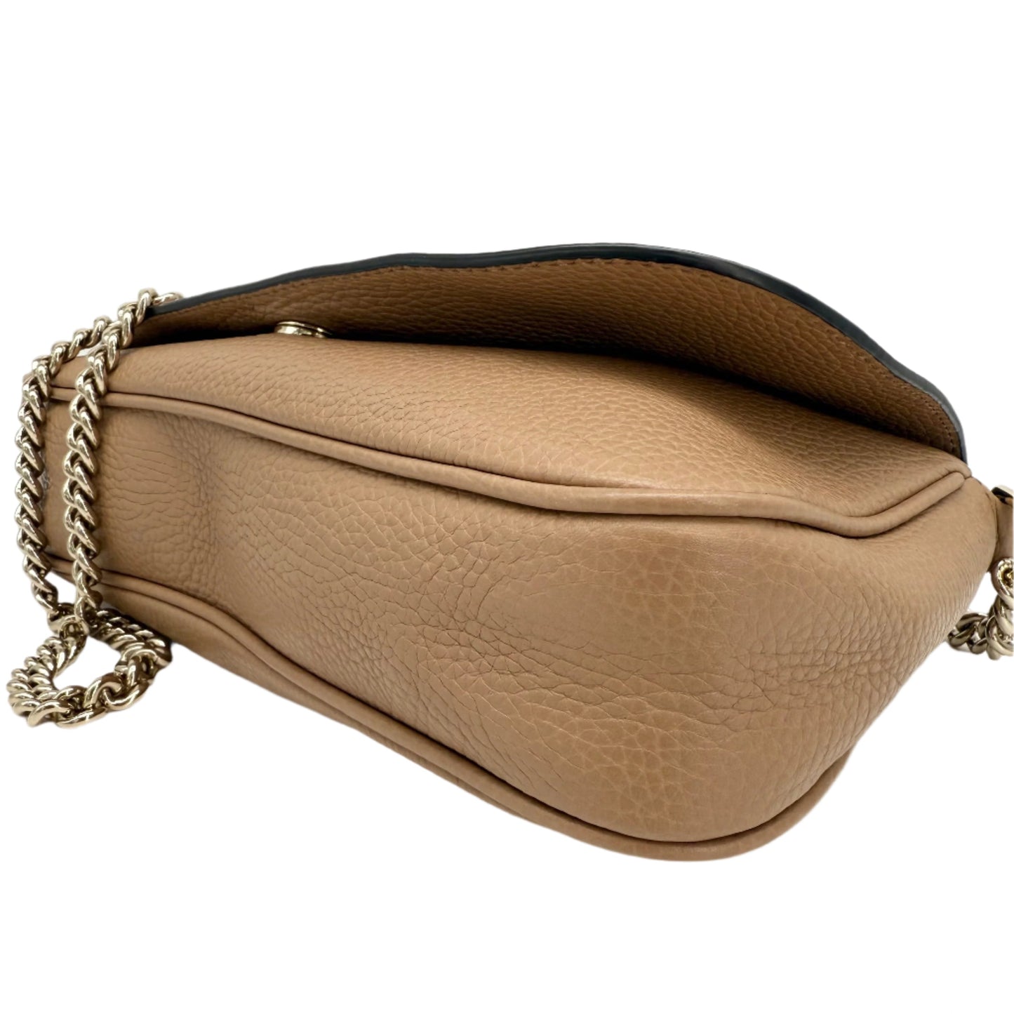 Gucci Soho Medium Flap Crossbody Bag – Camelia Pebbled Calfskin Leather