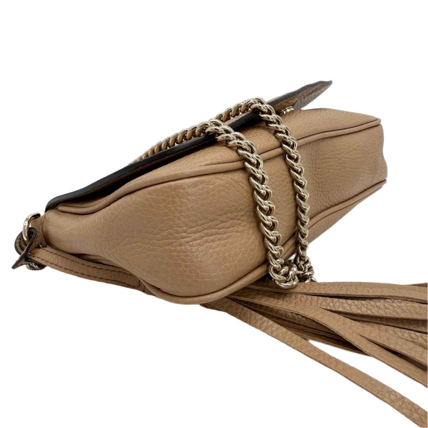 Gucci Soho Medium Flap Crossbody Bag – Camelia Pebbled Calfskin Leather