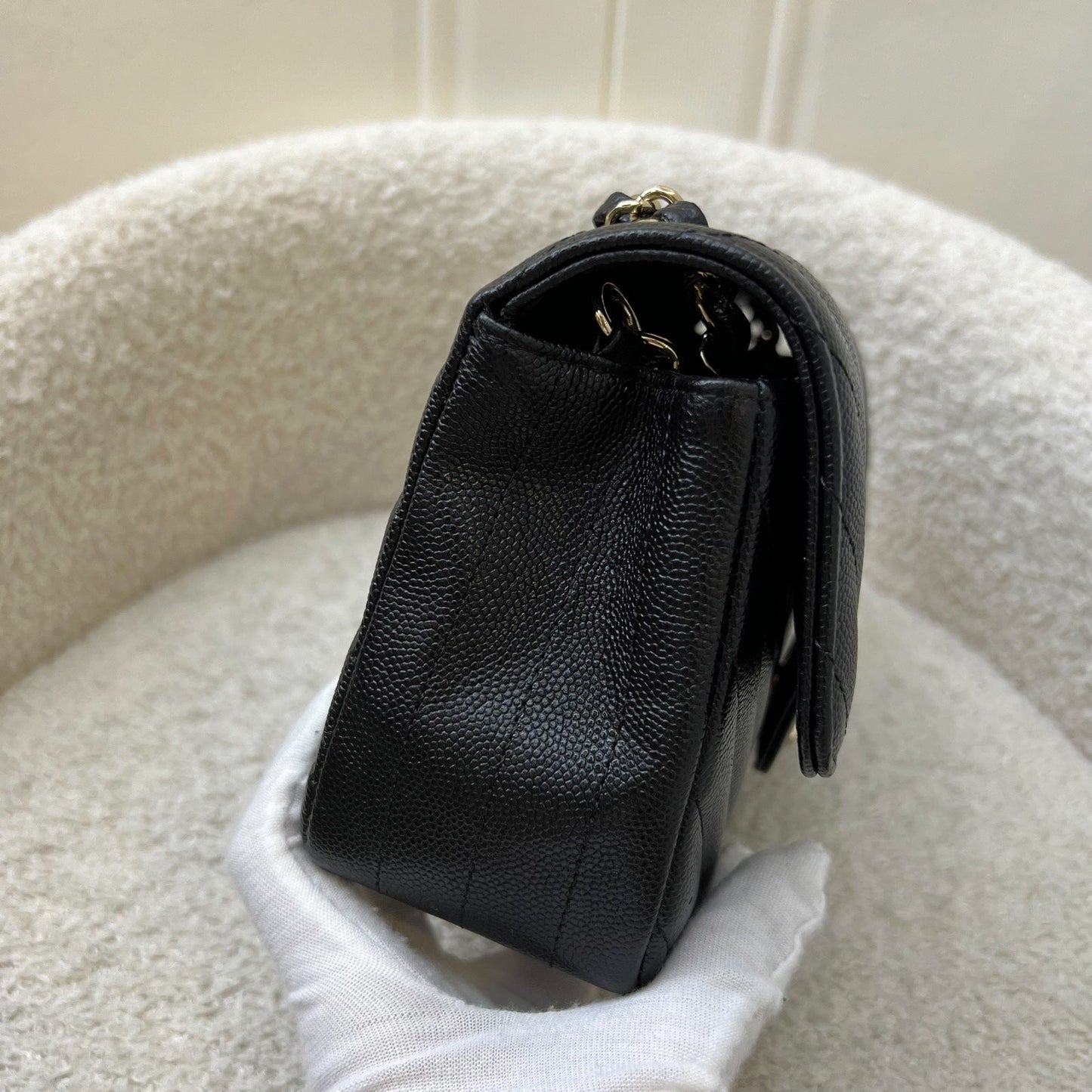 Chanel Classic Mini Rectangle Flap in Chevron Quilted Black Caviar and LGHW