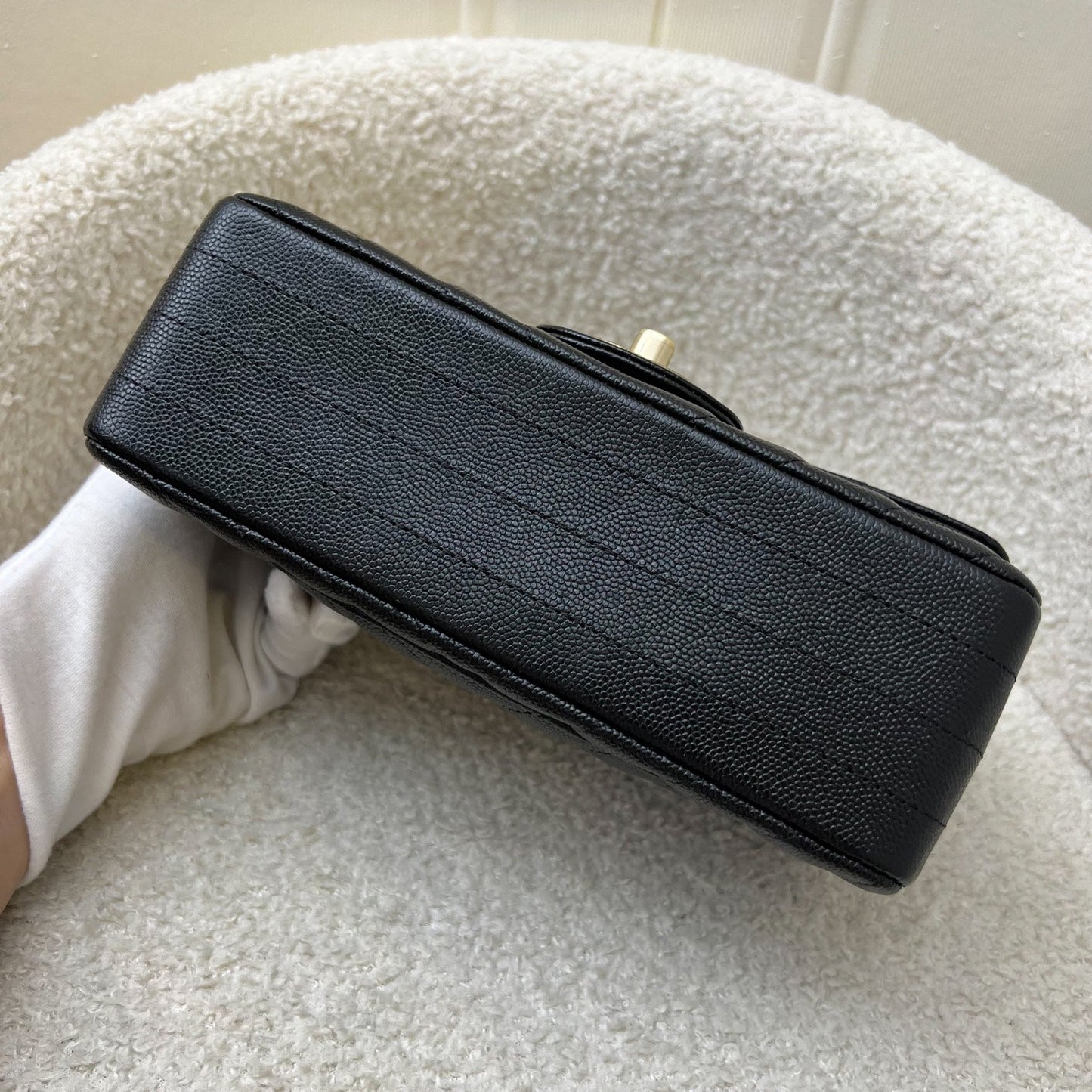 Chanel Classic Mini Rectangle Flap in Chevron Quilted Black Caviar and LGHW