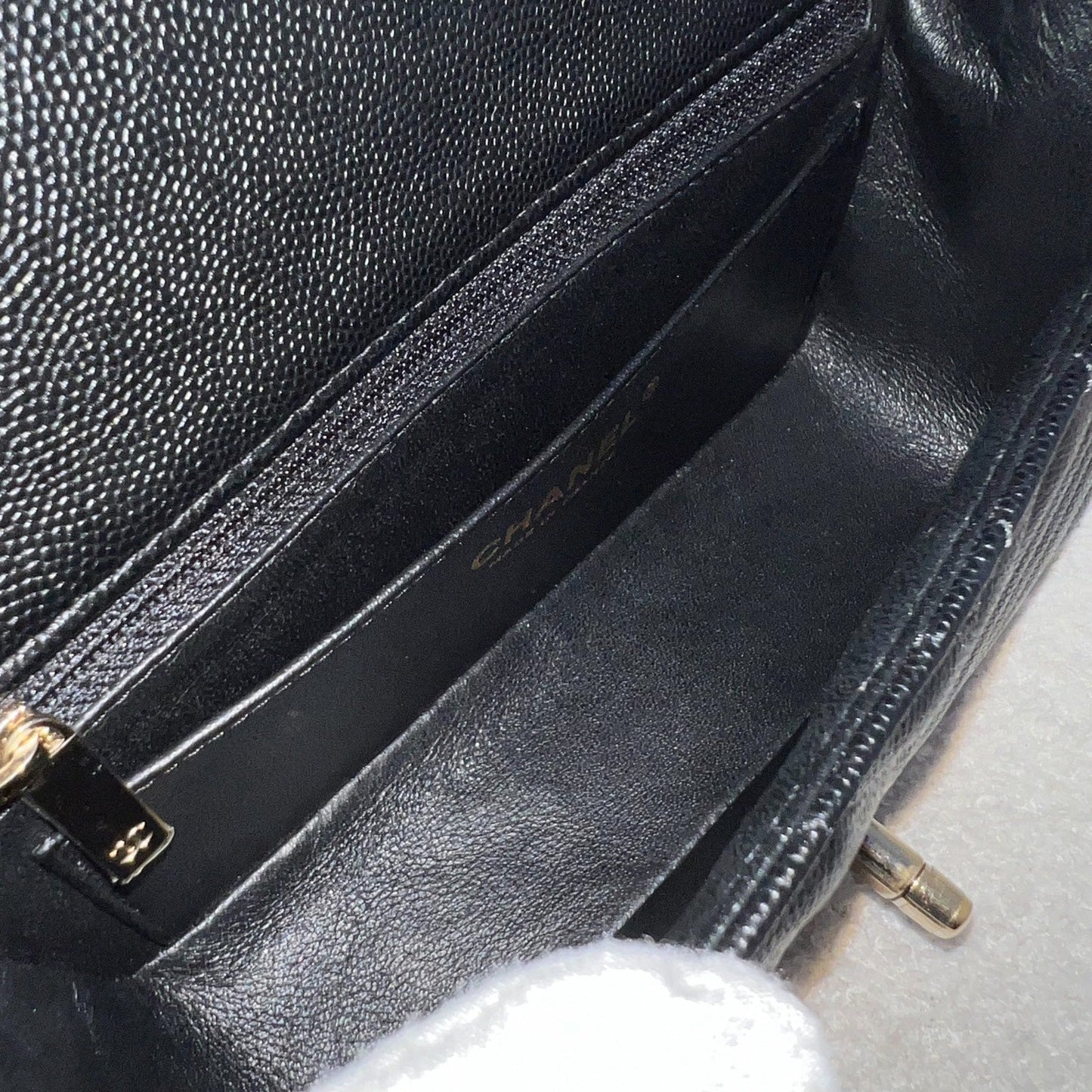 Chanel Classic Mini Rectangle Flap in Chevron Quilted Black Caviar and LGHW