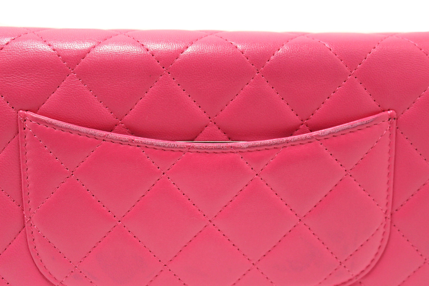 Chanel Fuchsia Pink Quilted Lambskin Leather Wallet On Chain WOC Messenger Bag