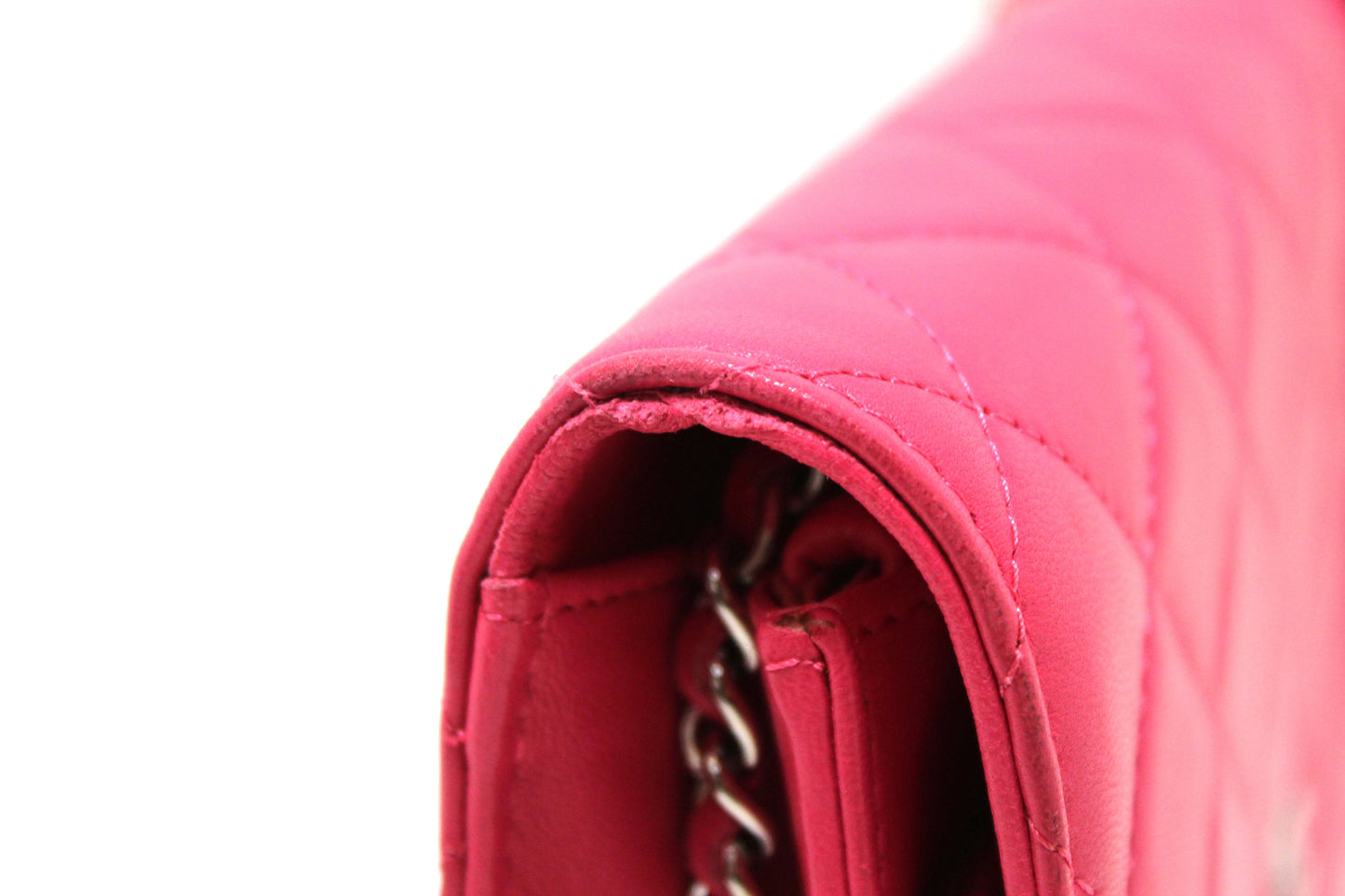 Chanel Fuchsia Pink Quilted Lambskin Leather Wallet On Chain WOC Messenger Bag