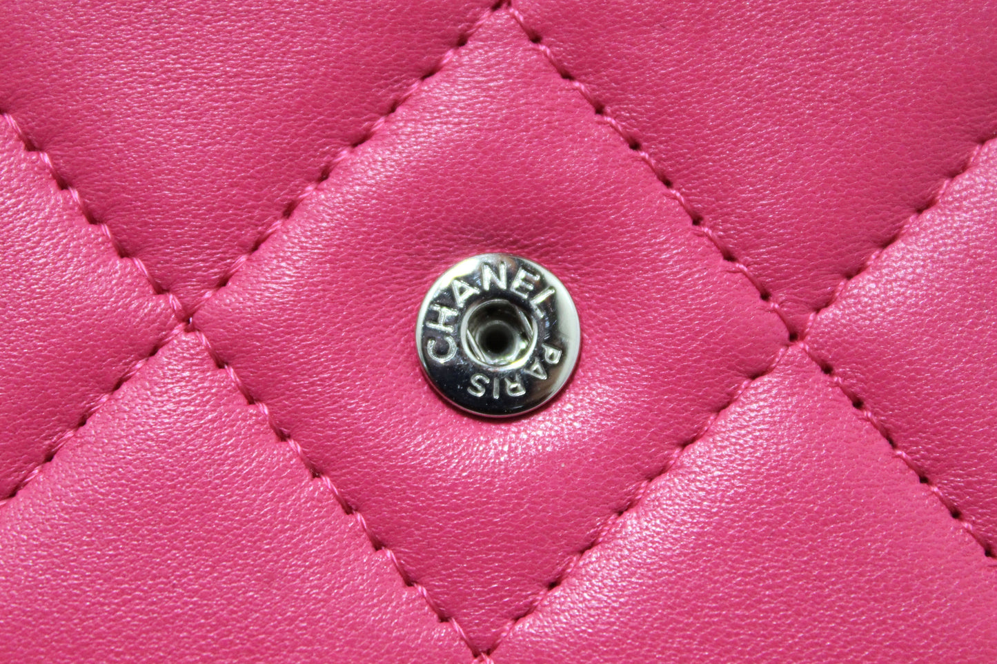 Chanel Fuchsia Pink Quilted Lambskin Leather Wallet On Chain WOC Messenger Bag