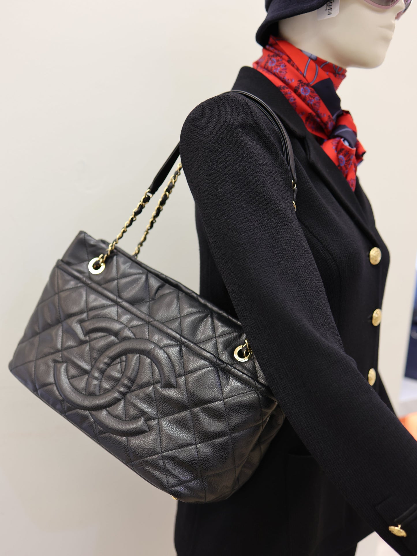 Chanel Caviar Quilted CC Timeless Soft Tote Black