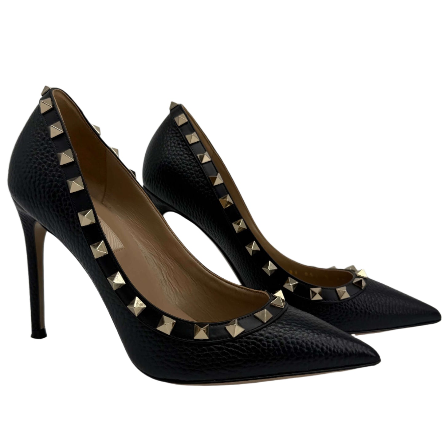 Valentino Garavani Pebbled Calfskin Rockstud 85mm Pumps – Marine Blue (Size 36)