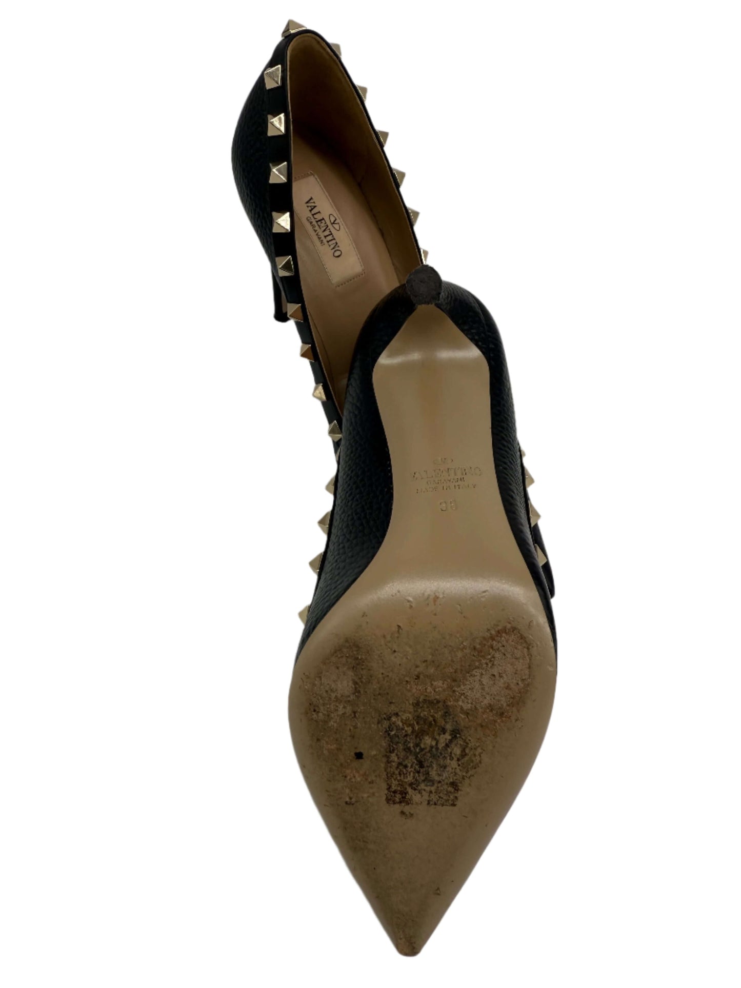 Valentino Garavani Pebbled Calfskin Rockstud 85mm Pumps – Marine Blue (Size 36)
