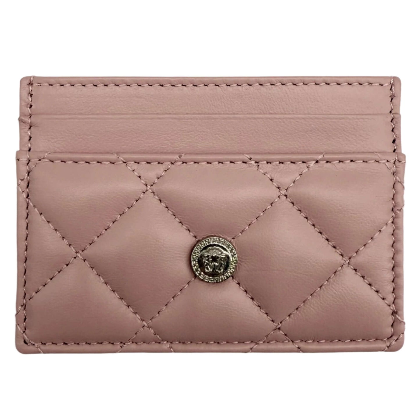Versace Quilted Leather Medusa Card Holder – Blush Pink