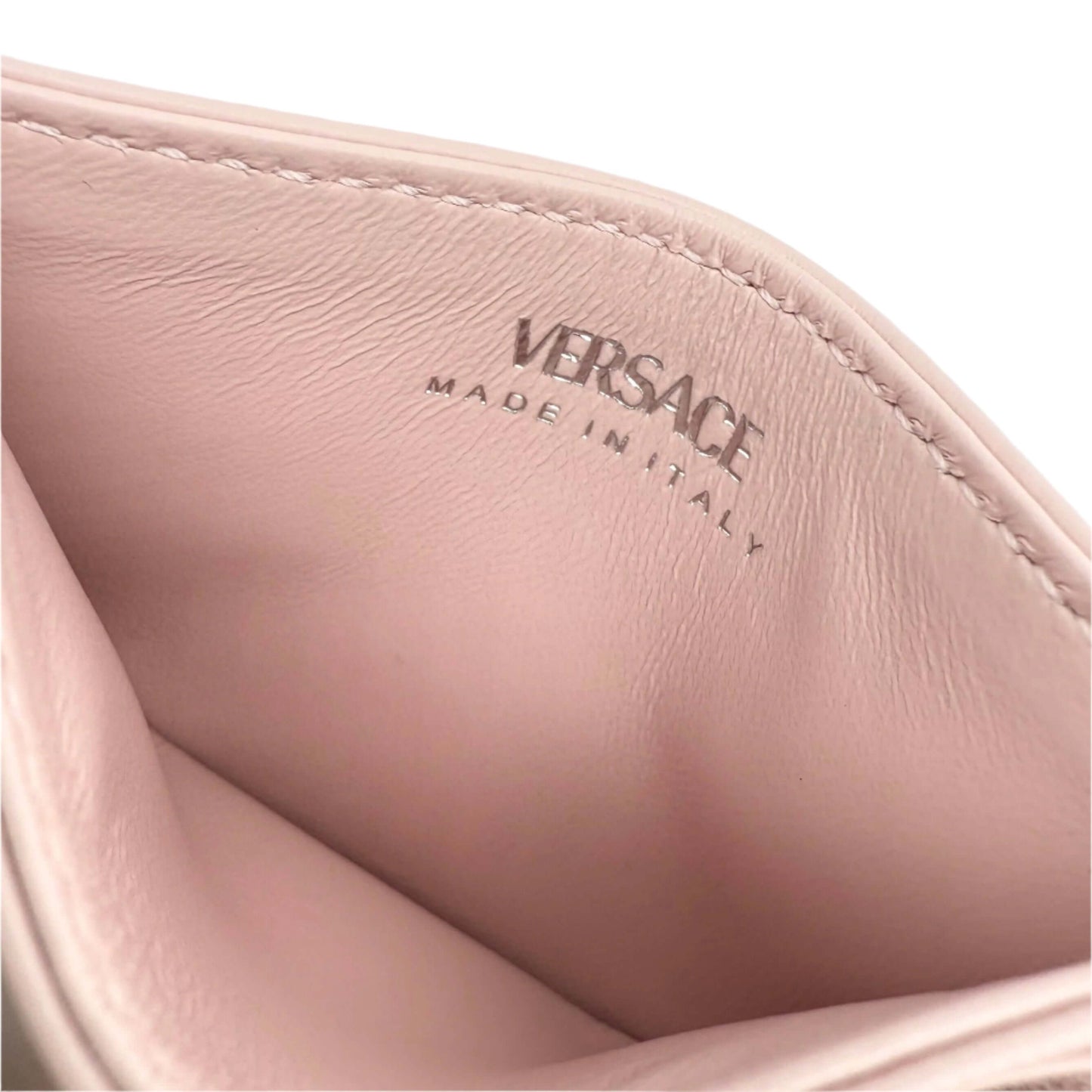 Versace Quilted Leather Medusa Card Holder – Blush Pink