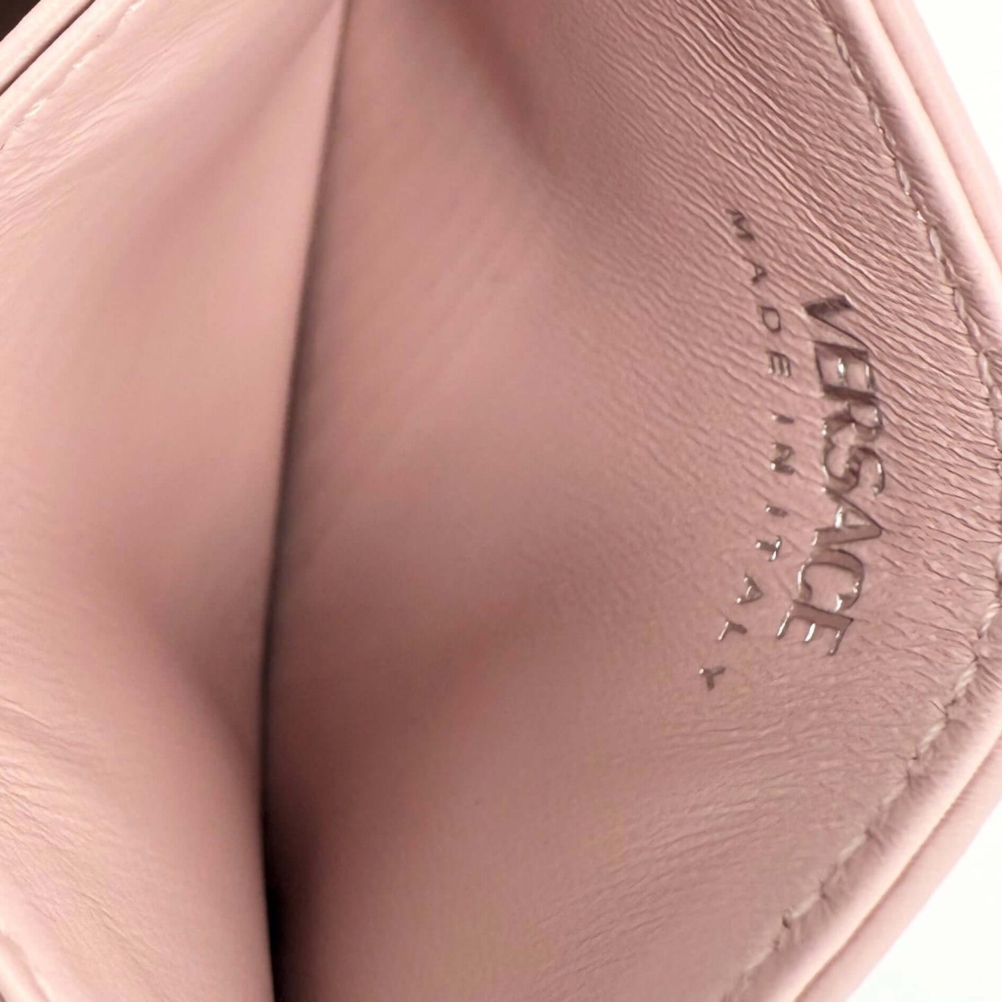 Versace Quilted Leather Medusa Card Holder – Blush Pink