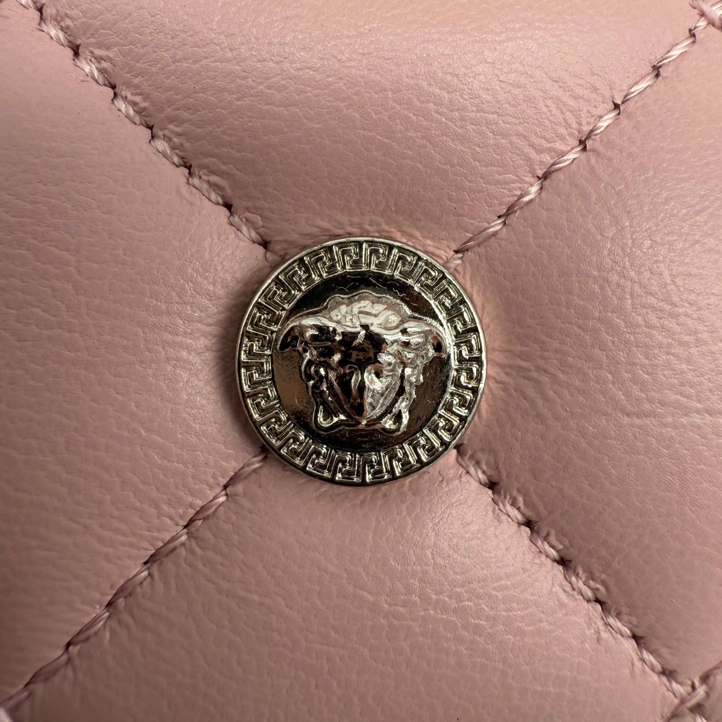 Versace Quilted Leather Medusa Card Holder – Blush Pink