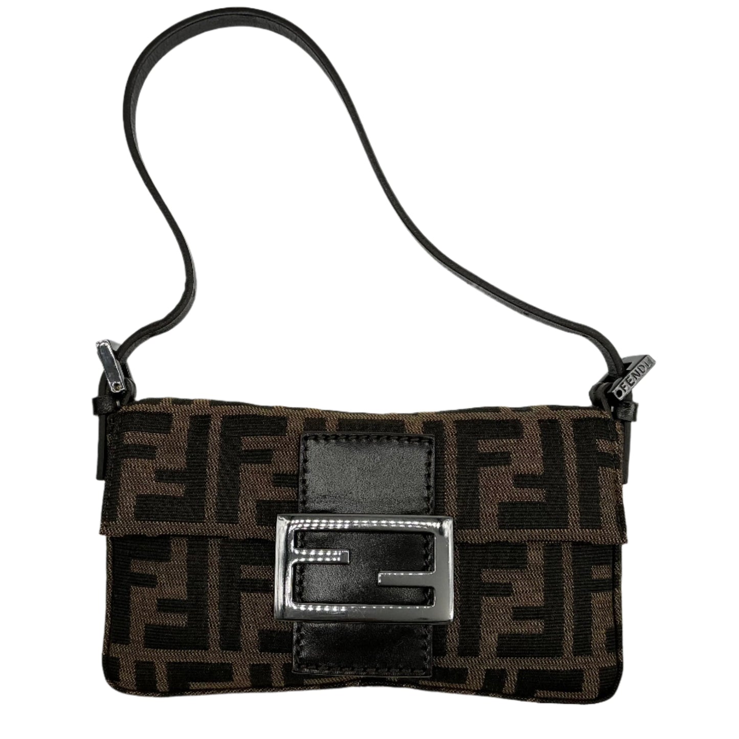 Fendi Zucca Mini Baguette – Tobacco Canvas with Brown Leather