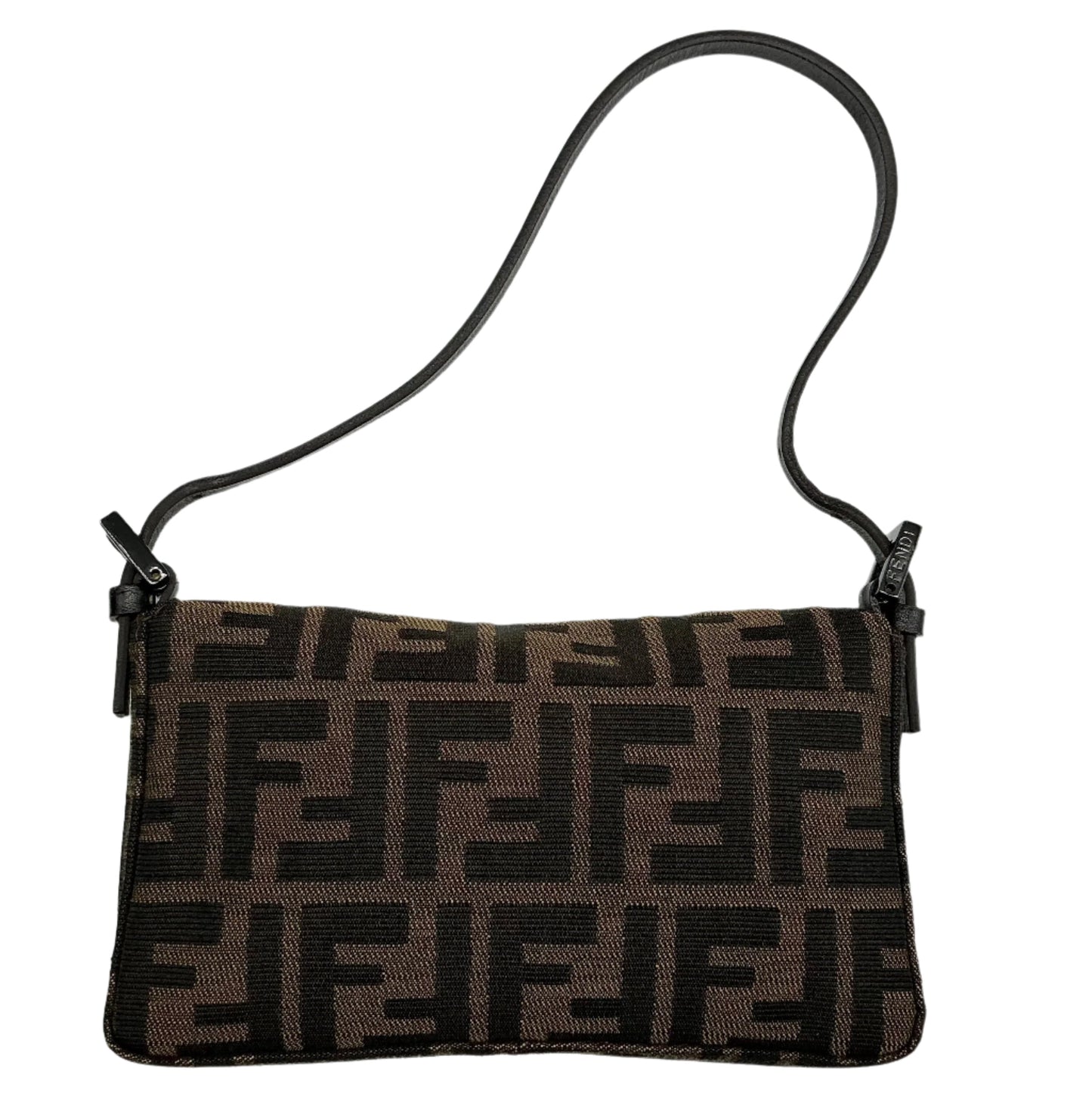 Fendi Zucca Mini Baguette – Tobacco Canvas with Brown Leather