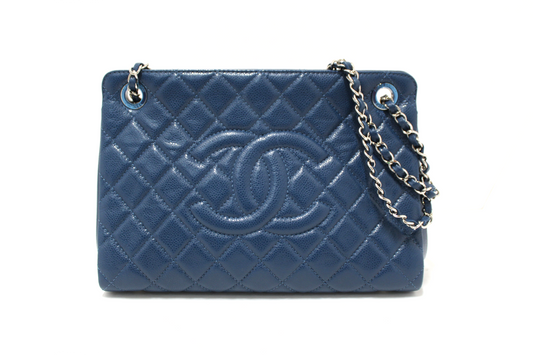 Chanel Quilted Blue Caviar Leather Shopper Shoulder | Havik Shop.com - Now at Havik Shop.com