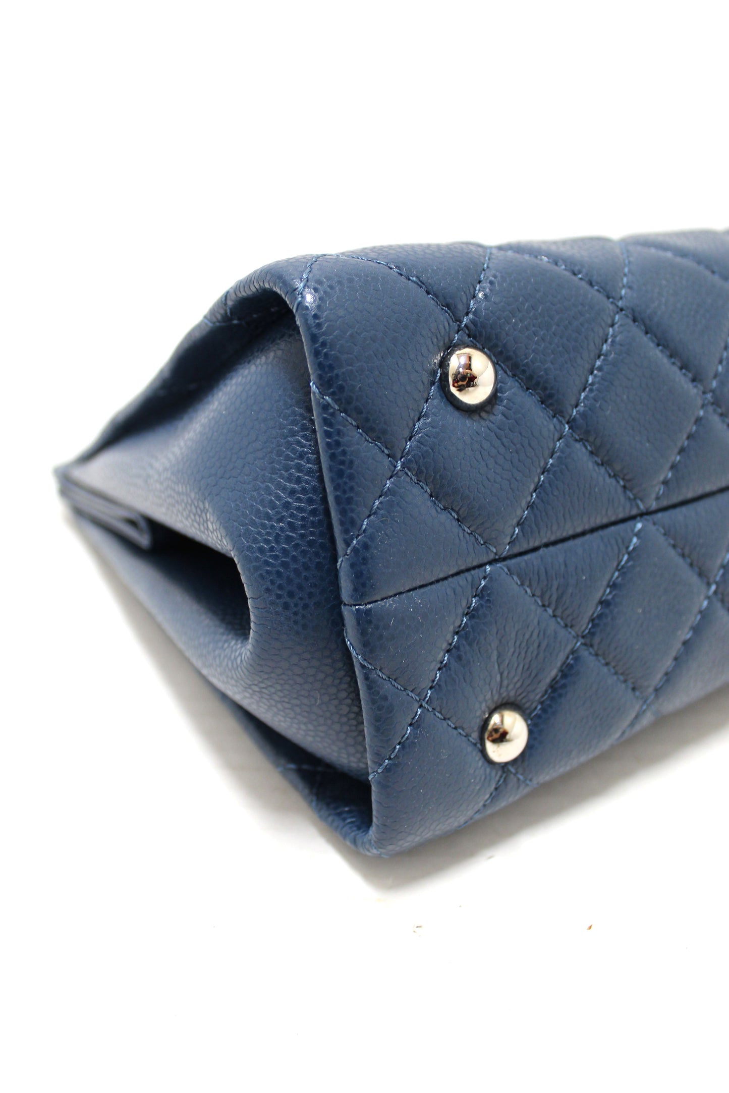 Chanel Quilted Blue Caviar Leather Shopper Shoulder Tote Bag