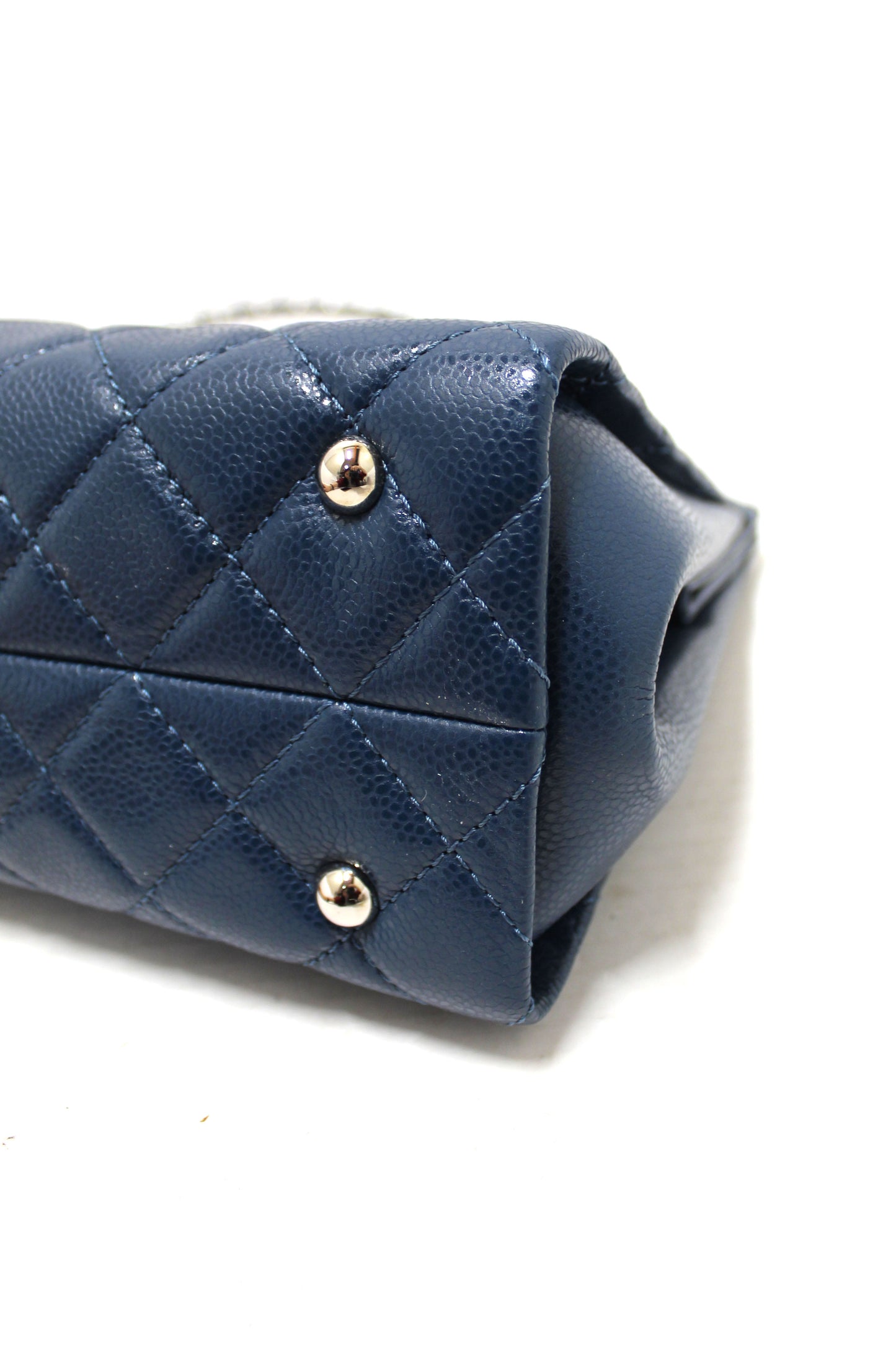 Chanel Quilted Blue Caviar Leather Shopper Shoulder Tote Bag