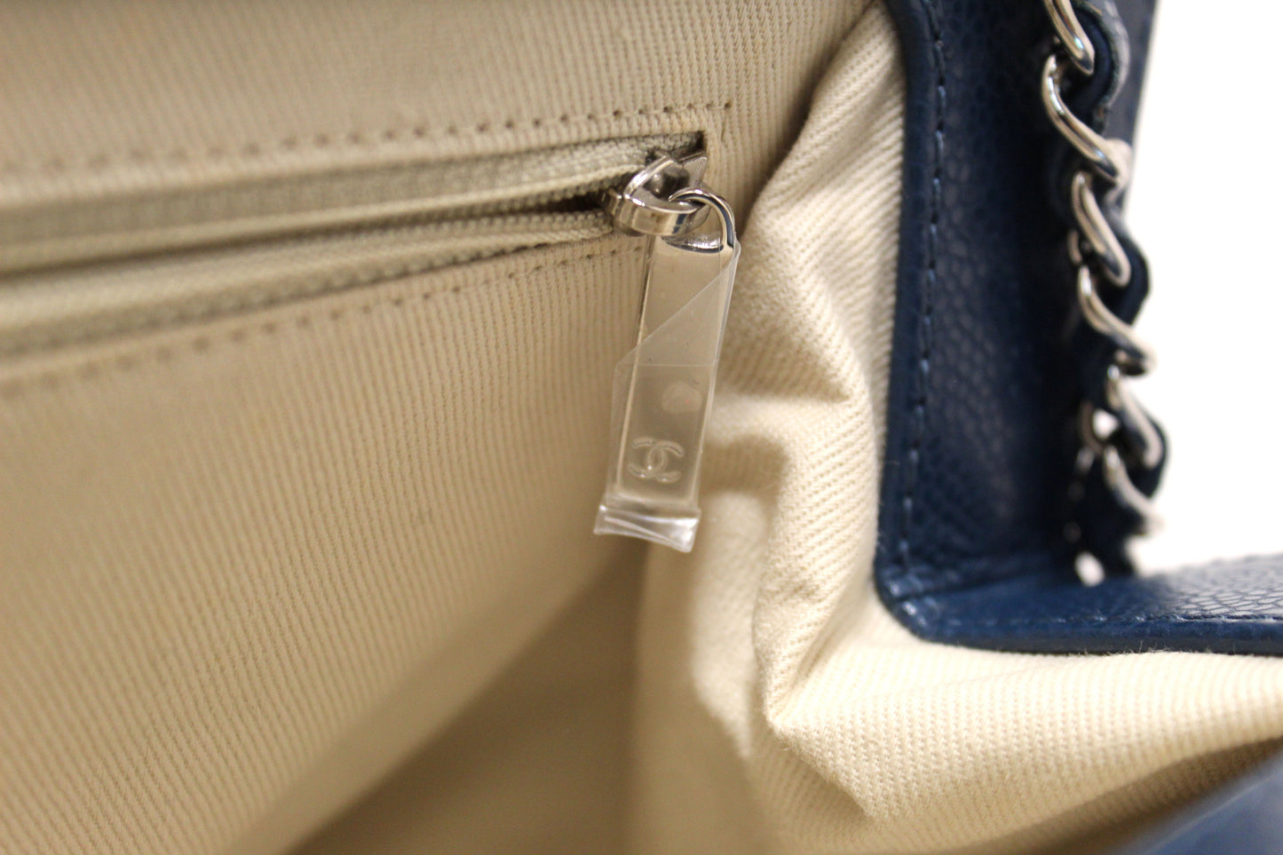 Chanel Quilted Blue Caviar Leather Shopper Shoulder Tote Bag